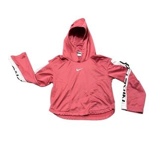 Nike Pro Girls Therma-FIT Cropped Fleece Lined Hoodie Pink Size